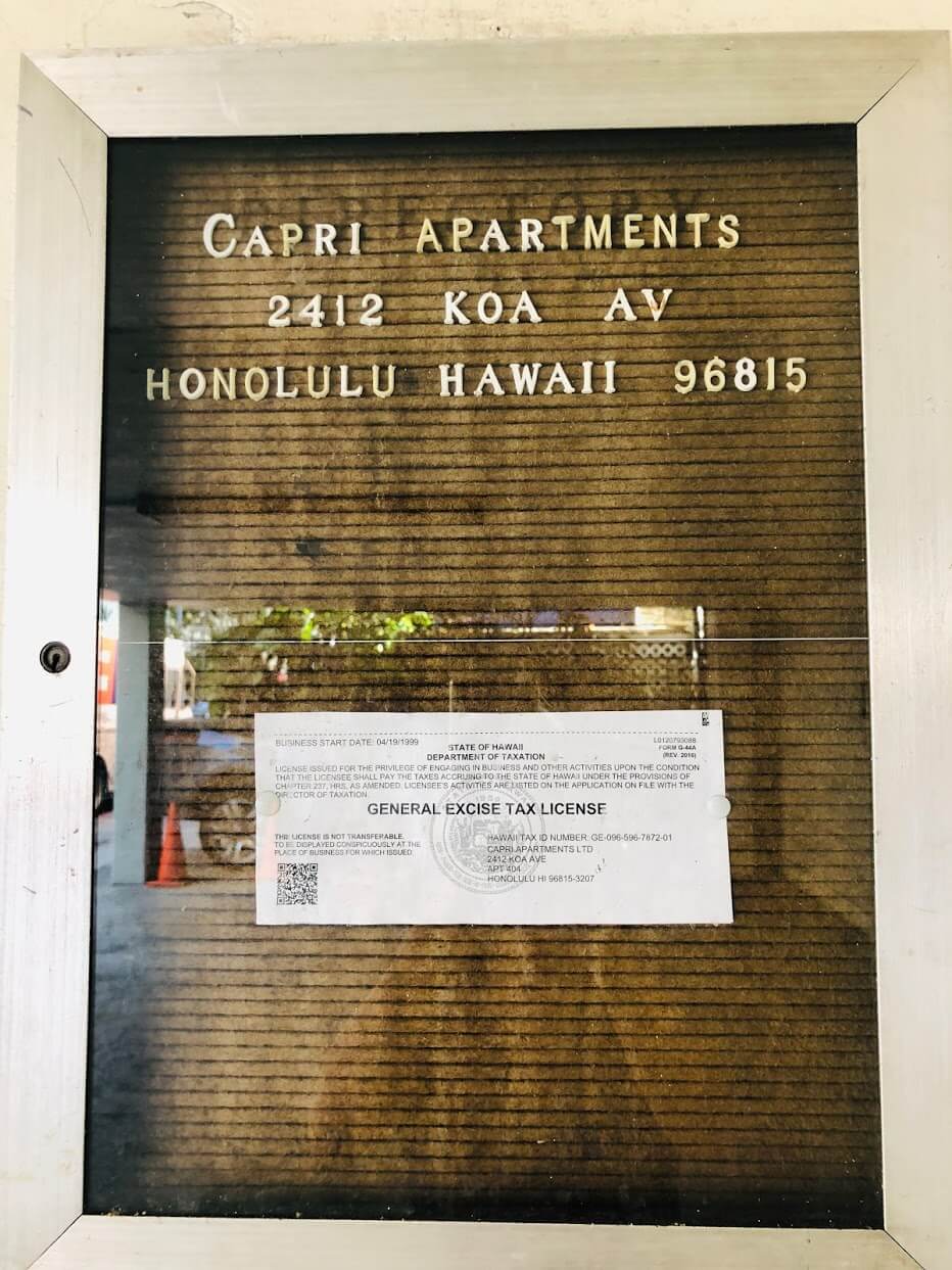Capri Apartmentsのライセンス