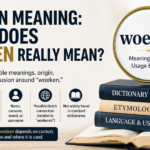 Woeken meaning infographic with books, magnifying glass, and keyword explanation.