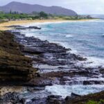 Alt text (short): Lava rock coastline and Sandy Beach on Oahu's southeast shore
